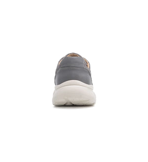 Rear view of the Flex Air grey trainer with a structured leather heel