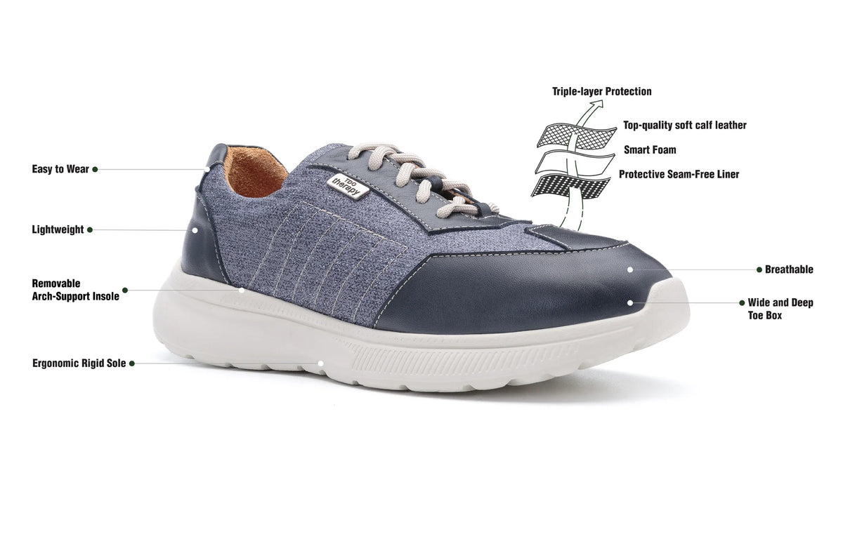 Flex Air wide fit orthopaedic trainers with labelled fit and construction features