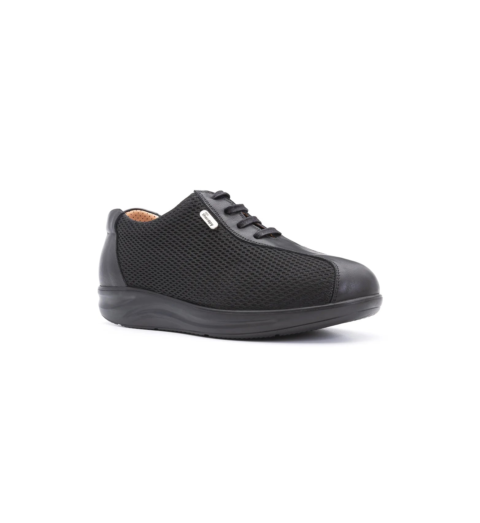 Men's orthopedic diabetic breathable mesh walking shoes showing lace-up detail and breathable mesh