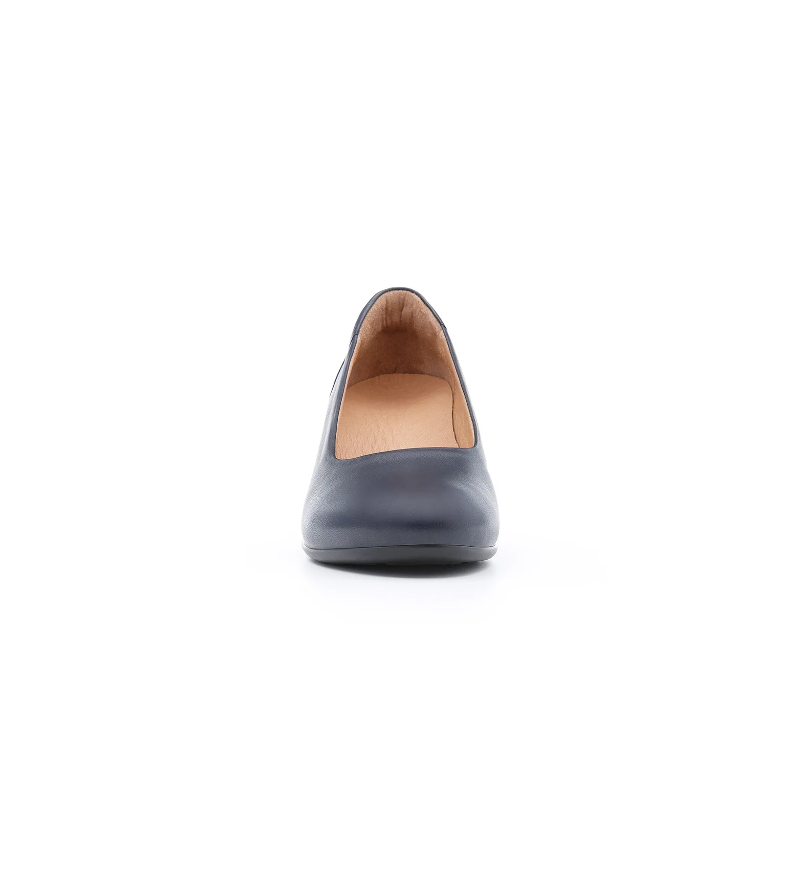 Women’s navy wide fit court shoes with cushioned insole for long standing comfort.