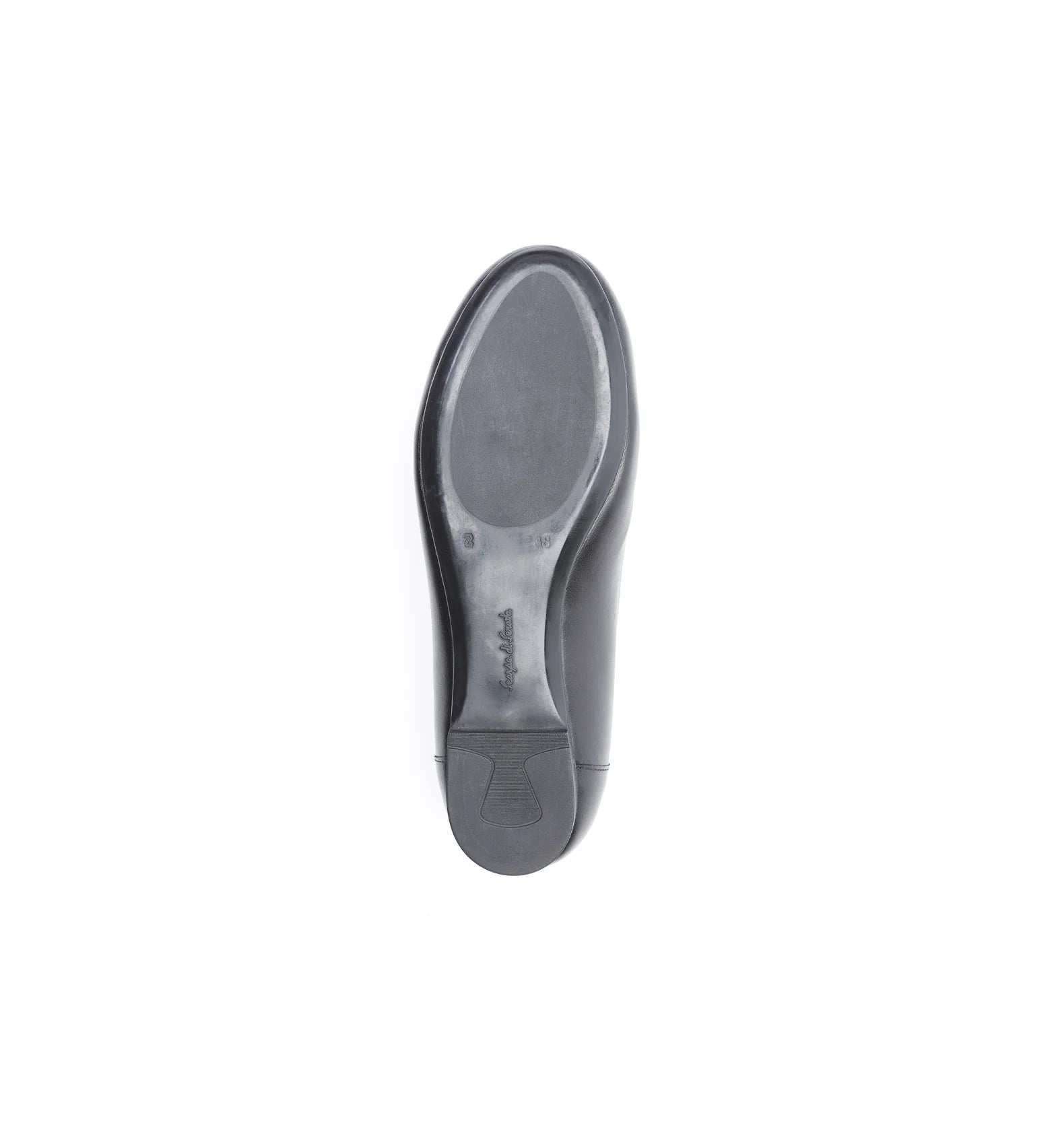Women's black flat shoes with a supportive sole.