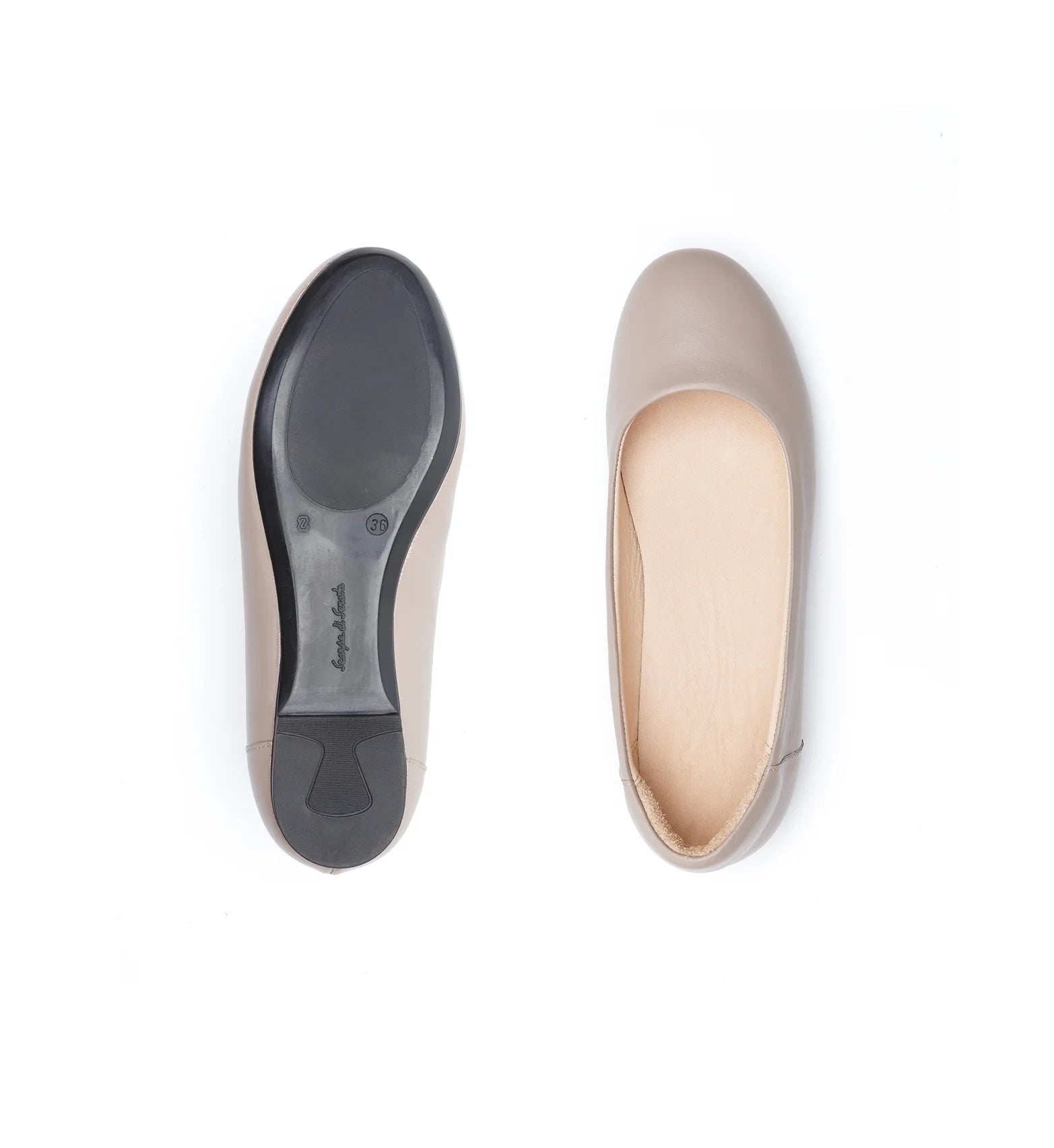 Beige leather slip-on shoes for women with stable sole and orthopedic construction.
