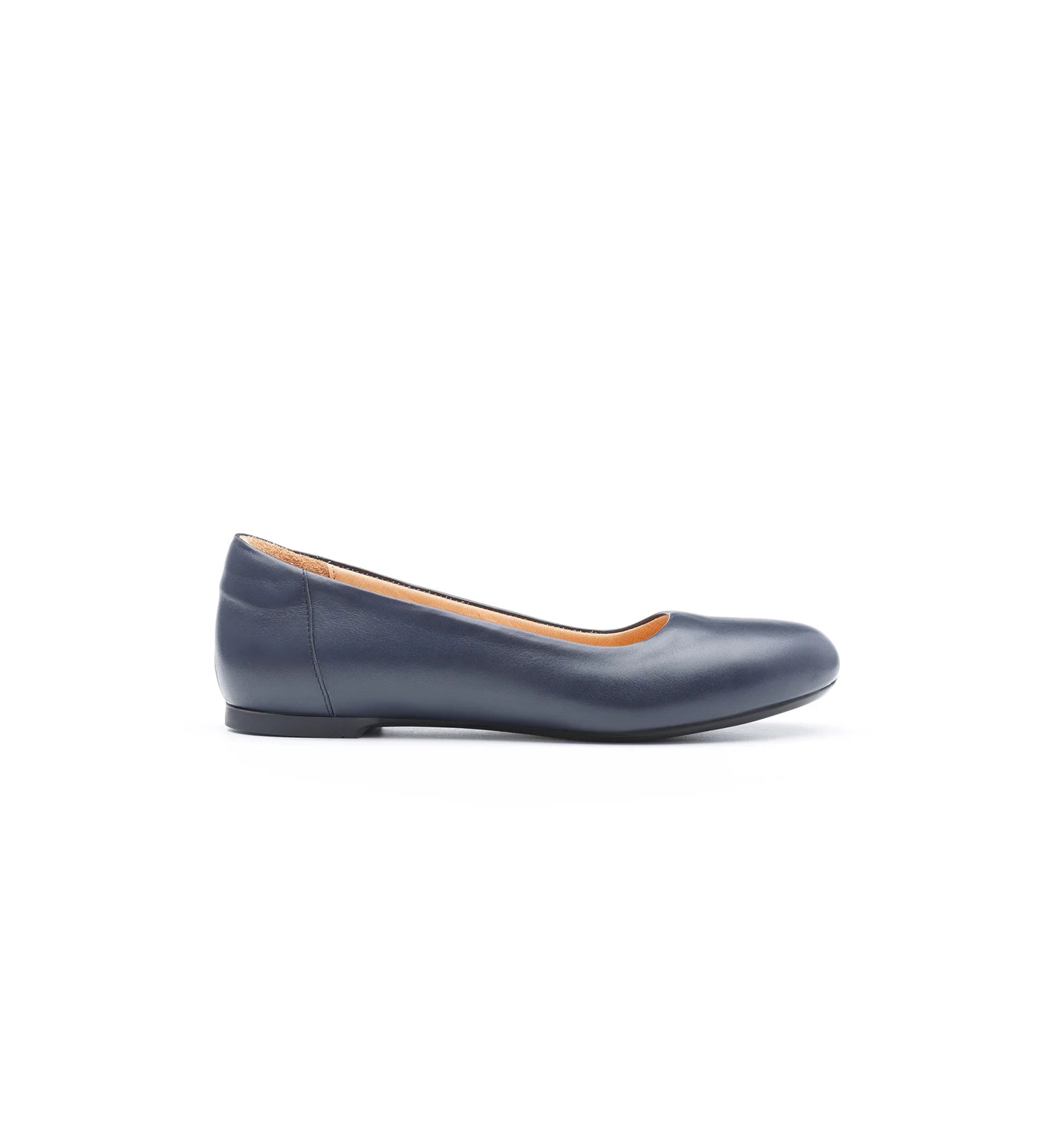 Women’s orthopedic navy flats with supportive sole for long walking and everyday comfort.