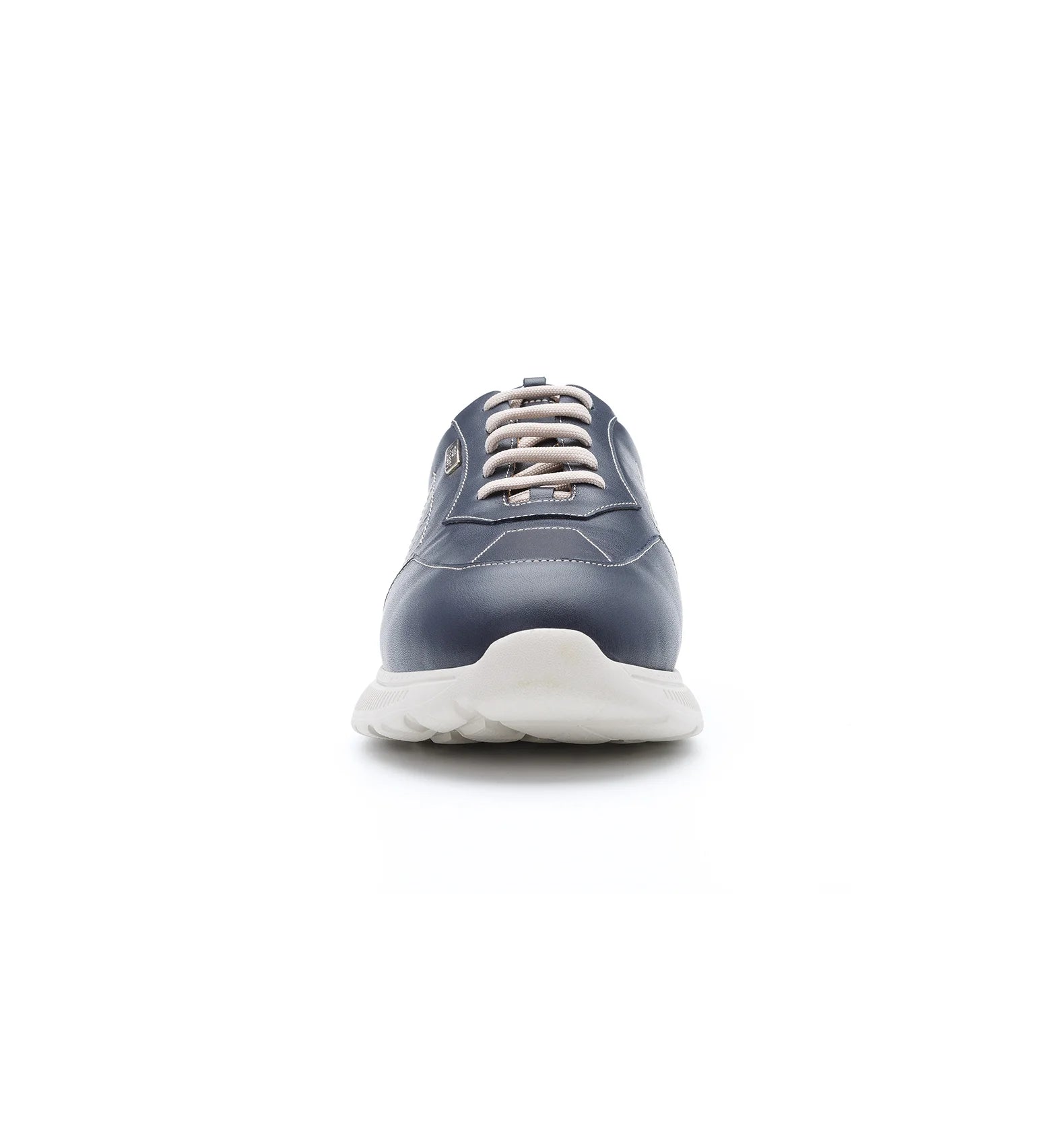 Front view of men’s navy orthopaedic diabetic trainer with cushioned non slip sole and supportive structure for comfort