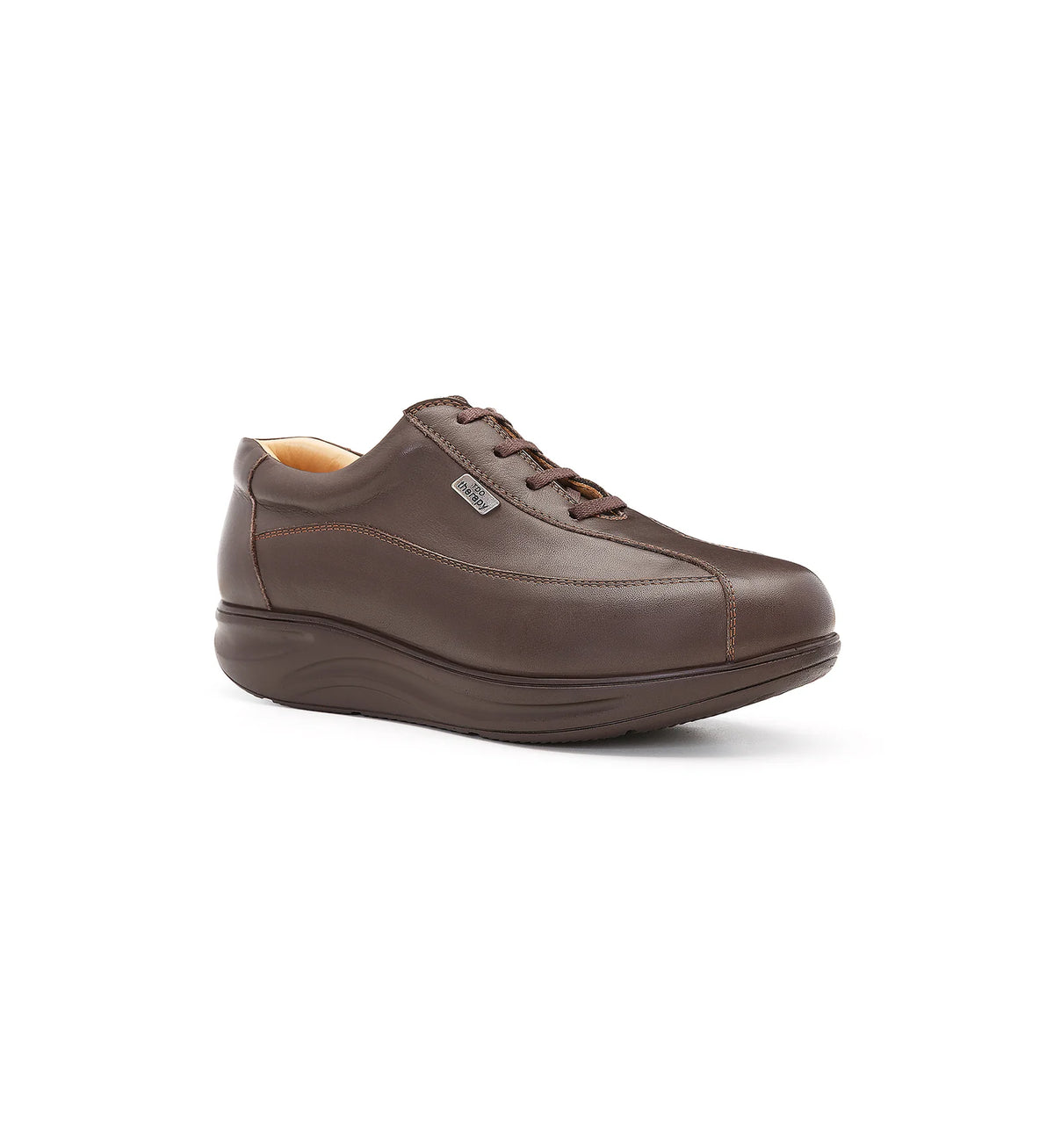 Brown Glide men's leather lace-up shoe, shown from a front three-quarter angle.