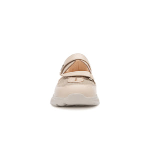 Mira women's beige 4E wide fit shoe – front view