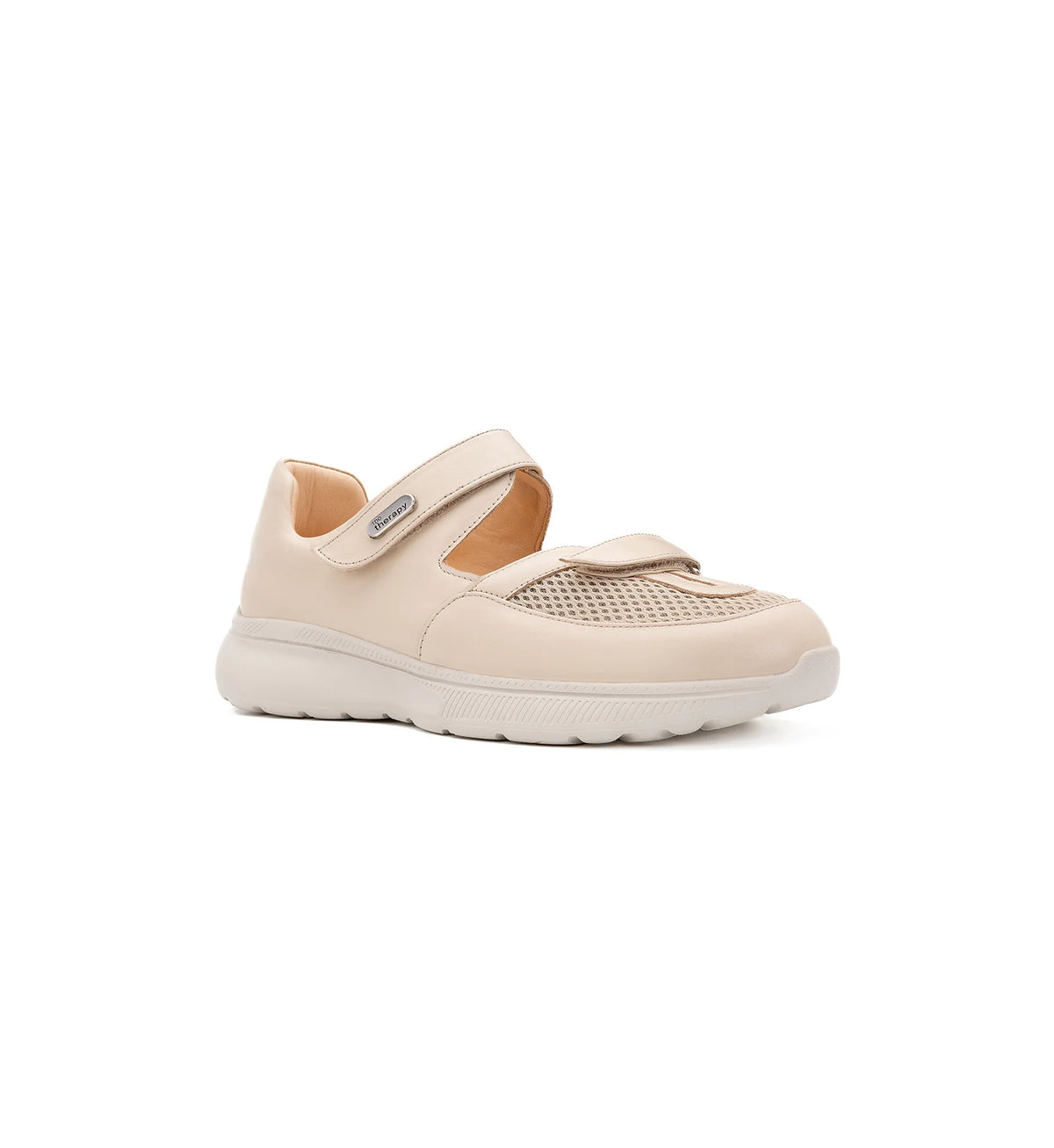Mira women's beige 4E wide fit shoe – three-quarter view