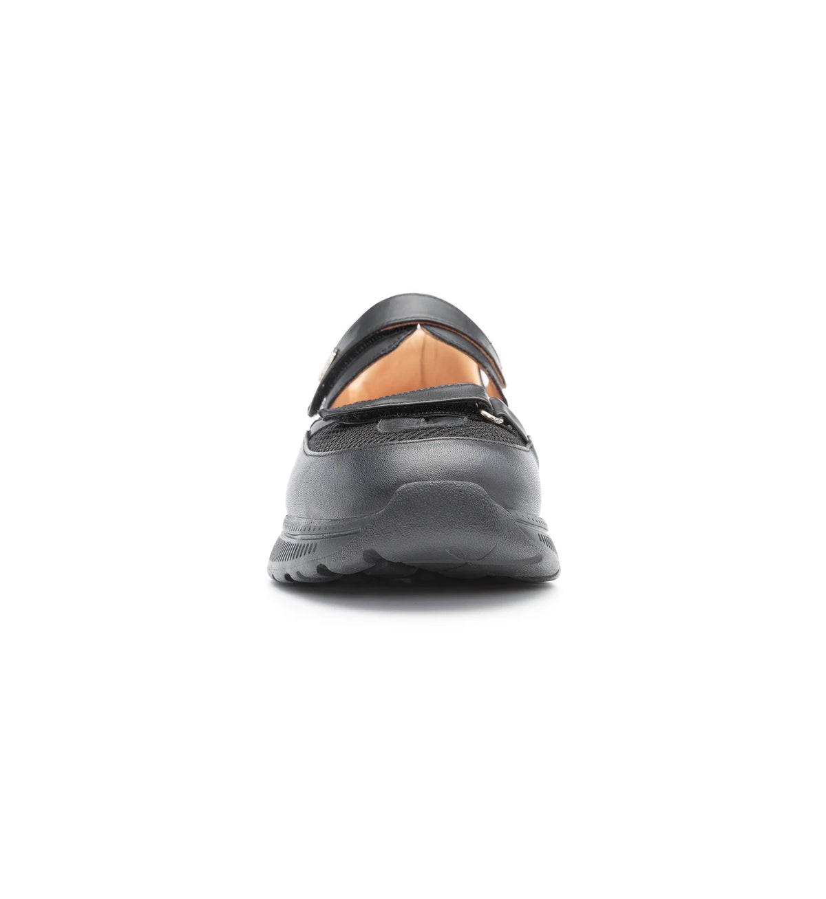 Mira women's black 4E wide fit shoe – front view