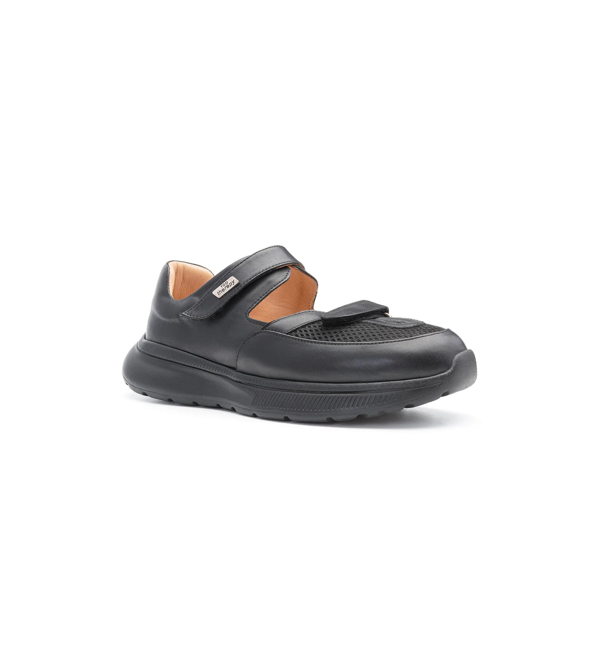 Mira women's black 4E wide fit shoe – three-quarter view