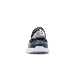 Mira women's navy 4E wide fit shoe – front view