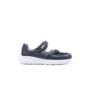 Mira women's navy 4E wide fit shoe – side view