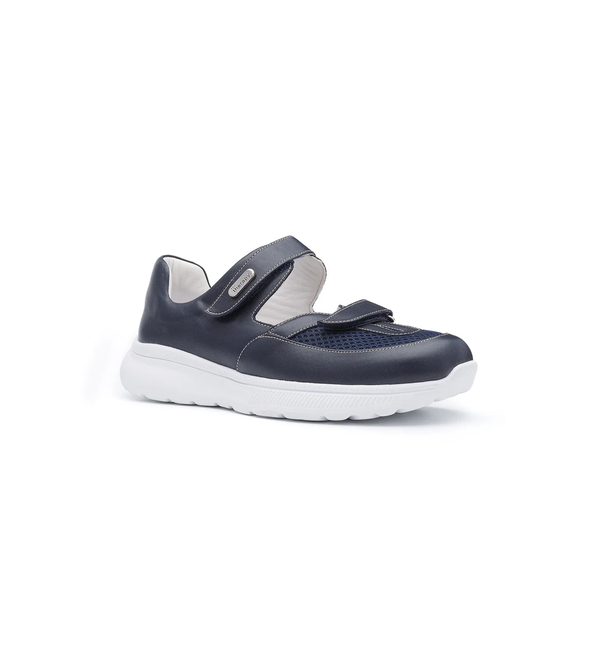 Mira women's navy 4E wide fit shoe – three-quarter view