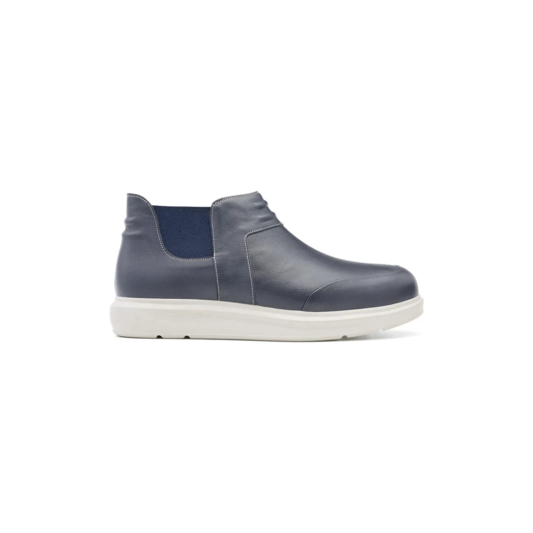 Men’s navy wide fit orthopedic ankle boots with cushioned sole and stylish supportive design – Porter model.