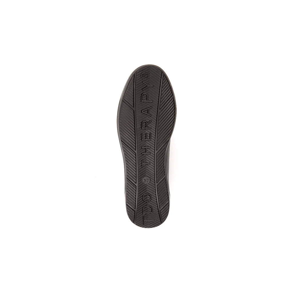 Bottom view of TDO 606-M Men's Wide Fit Orthopaedic Diabetic Shoes, highlighting its unique rocker-bottom sole for comfort.
