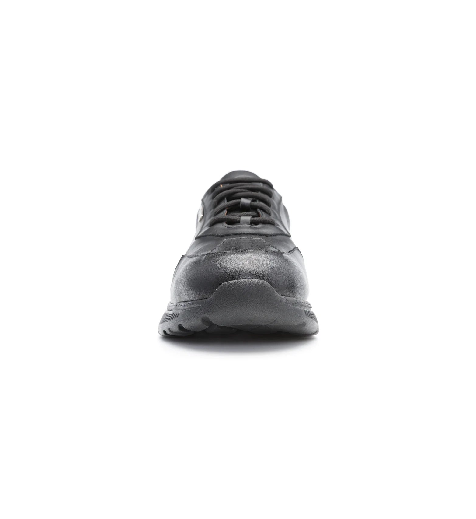 Women’s black slip resistant wide and deep trainer with supportive sole and lace-up fastening