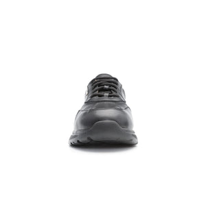 Women’s black slip resistant wide and deep trainer with supportive sole and lace-up fastening