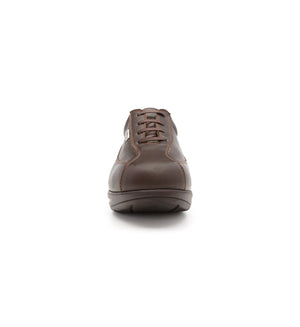 Front view of women’s brown diabetic shoe with extra depth toe box and supportive shape