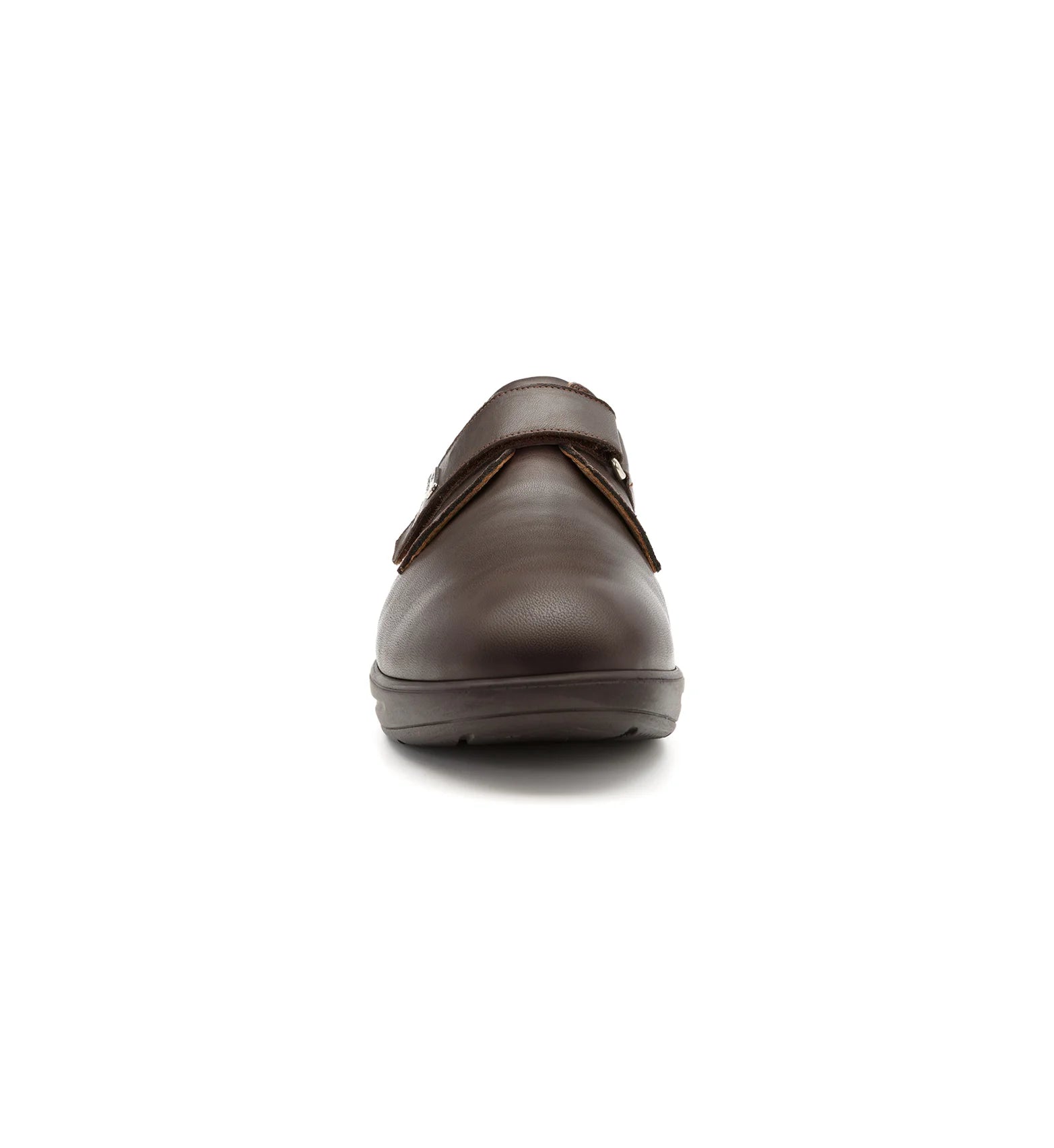 Front view of women's extra depth diabetic shoes with a rounded plain toe and pressure-relieving seamless interior.