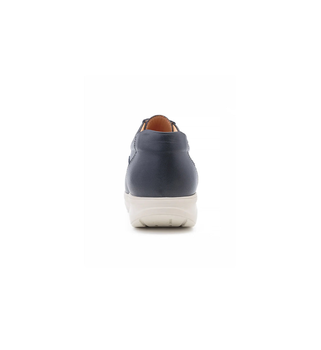 Rear view of women’s orthopaedic shoe showing reinforced heel support for improved walking stability
